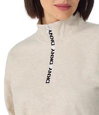 DKNY By Donna Karan Solid Long Sleeve Half Zip Shorty Lounge Set