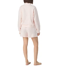DKNY By Donna Karan Solid Long Sleeve Half Zip Shorty Lounge Set