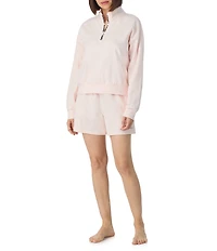 DKNY By Donna Karan Solid Long Sleeve Half Zip Shorty Lounge Set