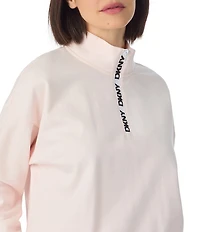 DKNY By Donna Karan Solid Long Sleeve Half Zip Shorty Lounge Set