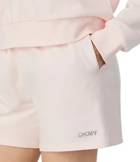 DKNY By Donna Karan Solid Long Sleeve Half Zip Shorty Lounge Set