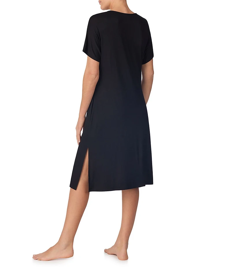 DKNY by Donna Karan Solid Short Dolman Sleeve V-Neck Jersey Knit Sleepshirt