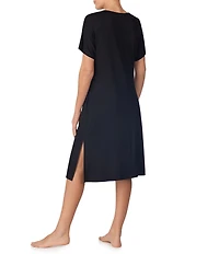 DKNY by Donna Karan Solid Short Dolman Sleeve V-Neck Jersey Knit Sleepshirt