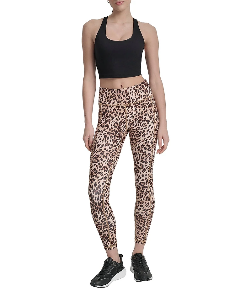 DKNY by Donna Karan Sport Cheetah Print Elevate Interlock High Waist 7/8 Printed Fitness Leggings