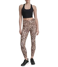 DKNY by Donna Karan Sport Cheetah Print Elevate Interlock High Waist 7/8 Printed Fitness Leggings