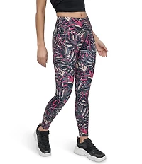 DKNY by Donna Karan Sport Elevate Interlock High Waist 7/8#double; Tropical Printed Fitness Leggings