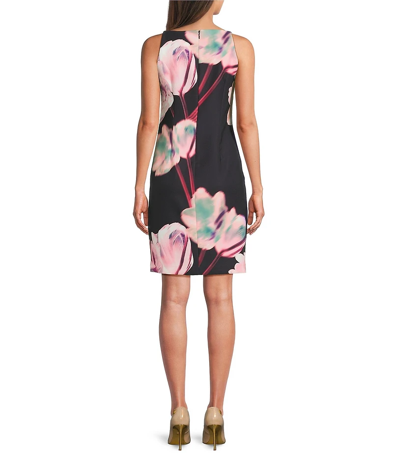 DKNY by Donna Karan Square Neck Floral Print Sheath Dress