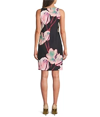 DKNY by Donna Karan Square Neck Floral Print Sheath Dress