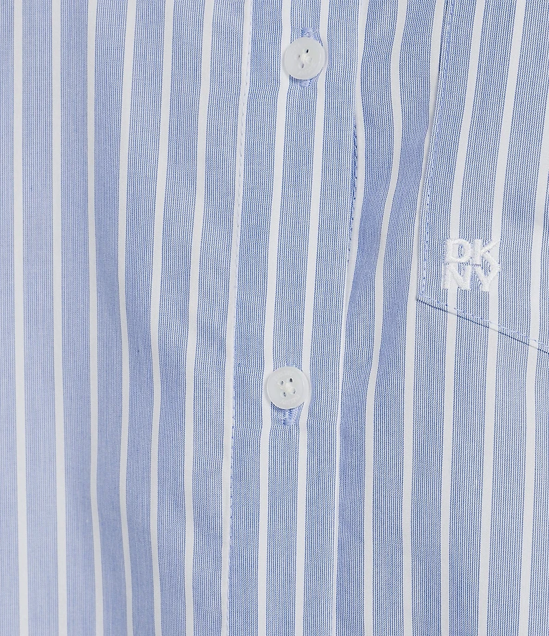 DKNY by Donna Karan Stripe Point Collar Short Sleeve Button Front Shirt