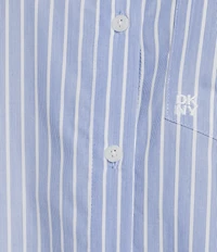 DKNY by Donna Karan Stripe Point Collar Short Sleeve Button Front Shirt