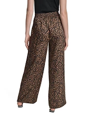 DKNY by Donna Karan Supple Satin Cheetah Wide Leg Pants