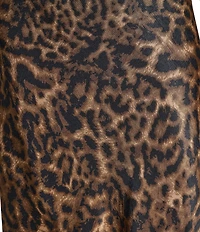 DKNY by Donna Karan Supple Satin Leopard Print V-Neck Sleeveless Midi Dress
