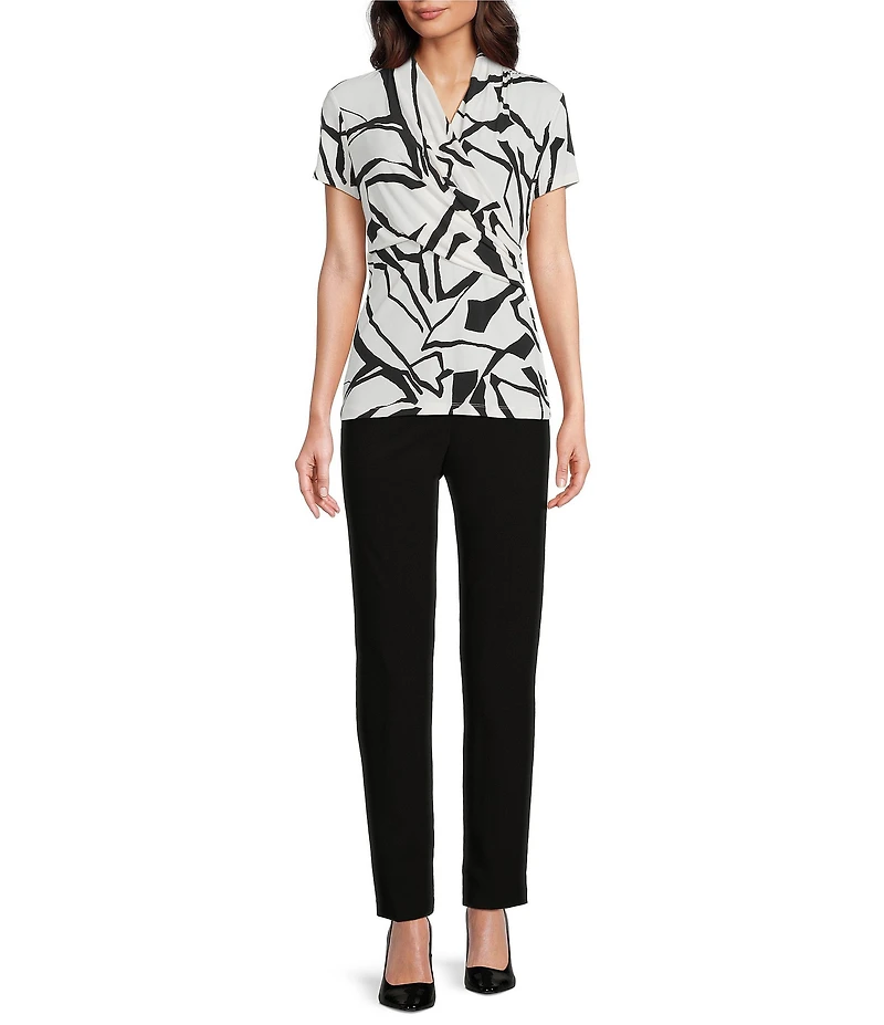 DKNY by Donna Karan Surplice V-Neck Short Sleeve Side Ruched Top