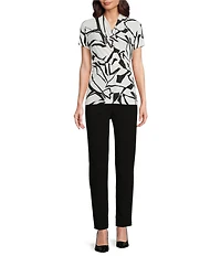 DKNY by Donna Karan Surplice V-Neck Short Sleeve Side Ruched Top