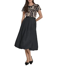 DKNY by Donna Karan Taffeta Bubble Midi Skirt