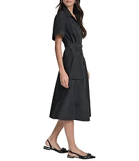 DKNY by Donna Karan Taffeta Zip Front Cargo Midi Dress
