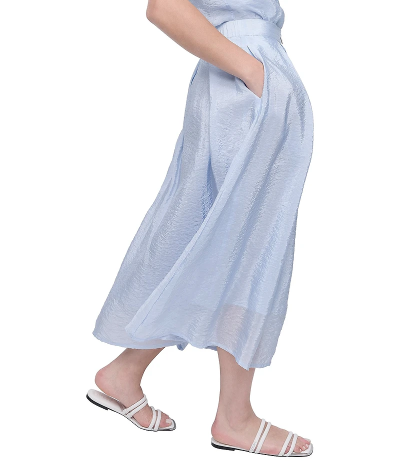 DKNY by Donna Karan Tech Poplin Zip Front A-Line Midi Skirt