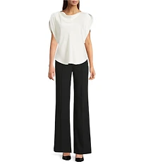DKNY by Donna Karan Tech Tailoring Pleated Wide Leg Pants