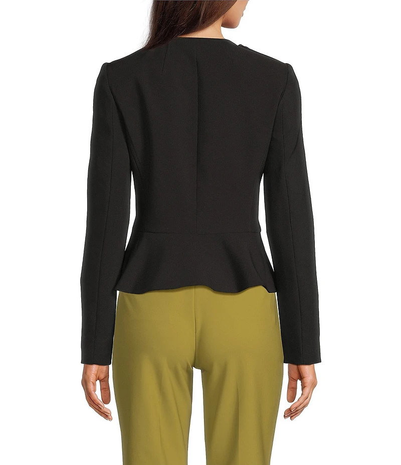 DKNY by Donna Karan Tech Tailoring Ruffle Back Zip Front Jacket