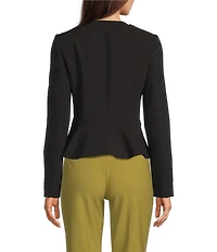 DKNY by Donna Karan Tech Tailoring Ruffle Back Zip Front Jacket