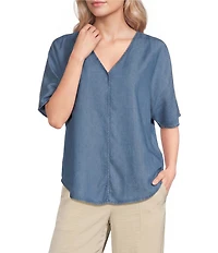 DKNY by Donna Karan Tencel V-Neck Short Sleeve Tunic