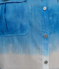 DKNY by Donna Karan Tie Dye Cotton Long Sleeve Button Front Shirt