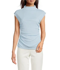 DKNY by Donna Karan Tissue Mesh Knit Mock Neck Sleeveless Top