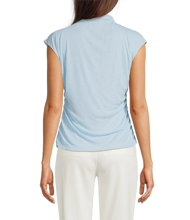 DKNY by Donna Karan Tissue Mesh Knit Mock Neck Sleeveless Top