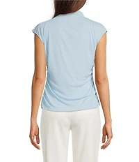 DKNY by Donna Karan Tissue Mesh Knit Mock Neck Sleeveless Top