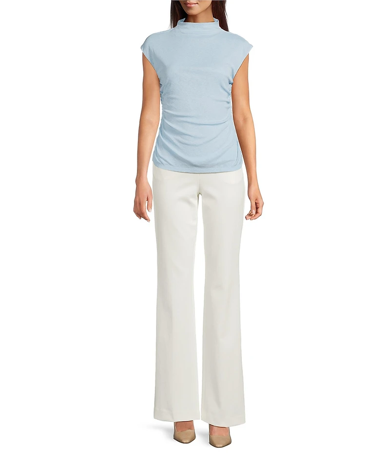 DKNY by Donna Karan Tissue Mesh Knit Mock Neck Sleeveless Top