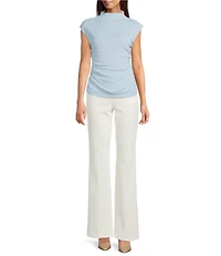 DKNY by Donna Karan Tissue Mesh Knit Mock Neck Sleeveless Top