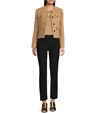 DKNY by Donna Karan Tweed Patch Pocket Frayed Jacket