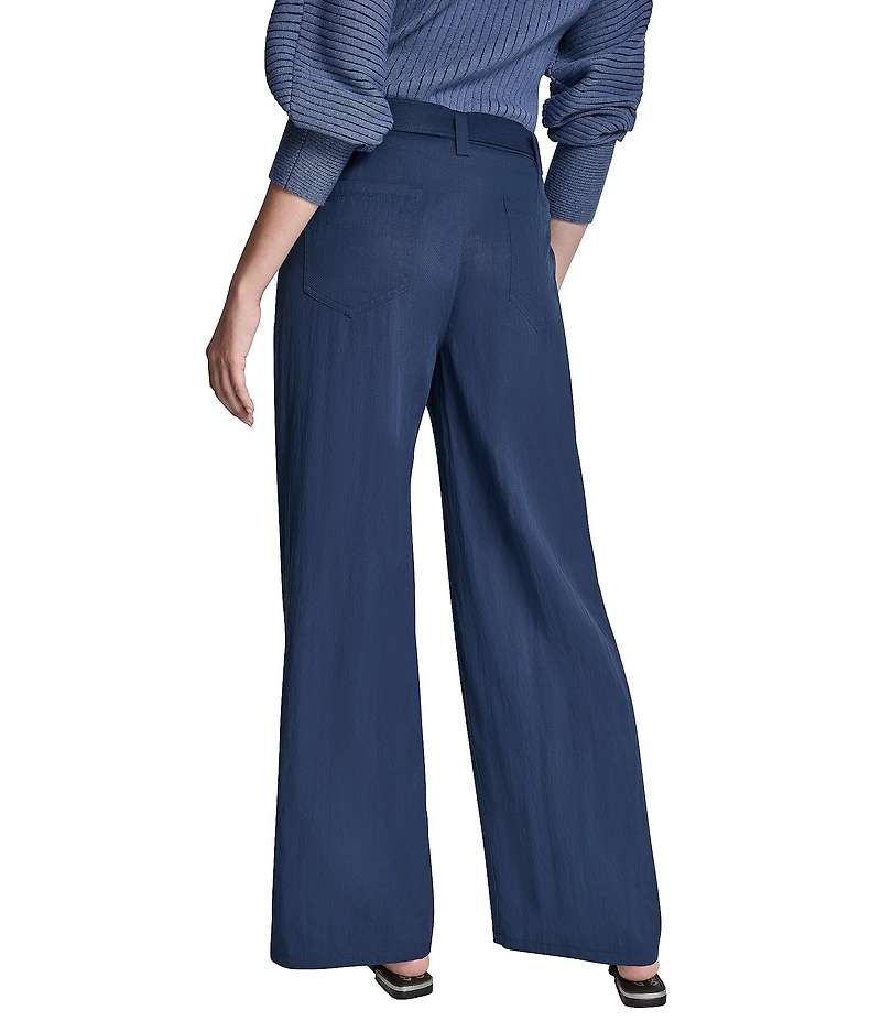DKNY by Donna Karan Twill Belted Wide Leg Pants