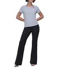 DKNY By Donna Karan Twist Crew Neck Short Sleeve Rib-Knit Top