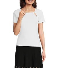 DKNY By Donna Karan Twist Crew Neck Short Sleeve Rib-Knit Top