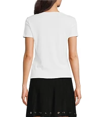 DKNY By Donna Karan Twist Crew Neck Short Sleeve Rib-Knit Top