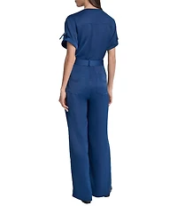 DKNY by Donna Karan Utility Glaze Dressing Short Sleeve Jumpsuit