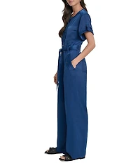 DKNY by Donna Karan Utility Glaze Dressing Short Sleeve Jumpsuit