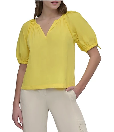 DKNY by Donna Karan V-Neck Bungee Sleeve Top