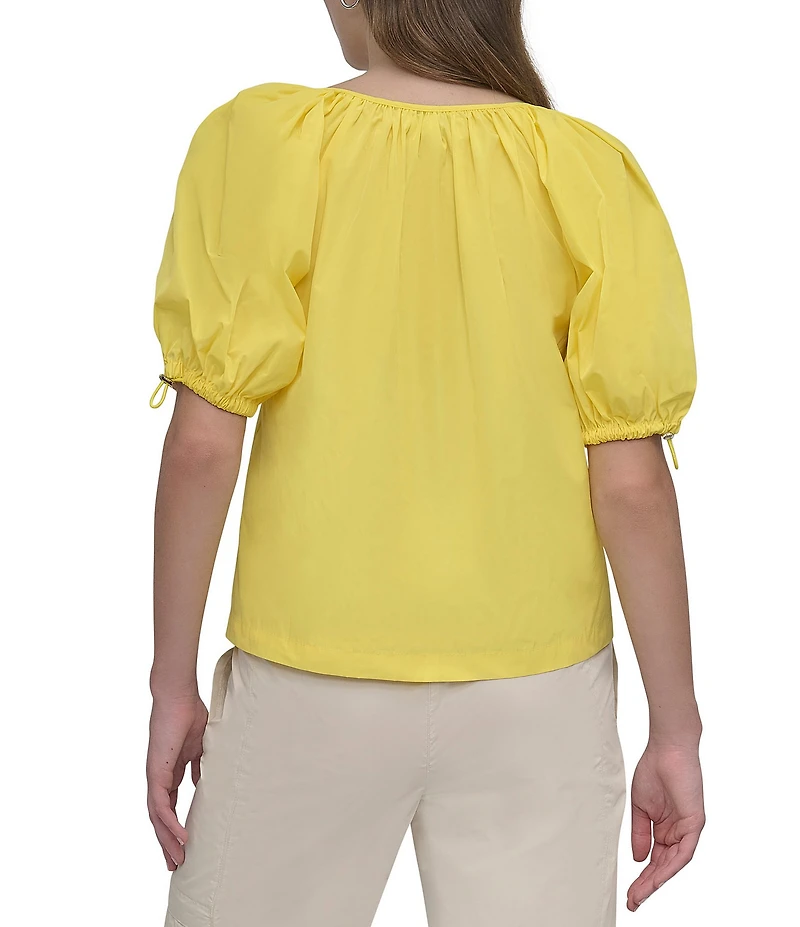DKNY by Donna Karan V-Neck Bungee Sleeve Top