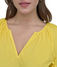DKNY by Donna Karan V-Neck Bungee Sleeve Top
