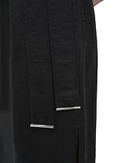 DKNY by Donna Karan V-Neck Collar Cap Sleeve Belted Midi Sheath Dress