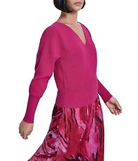 DKNY by Donna Karan V-Neck Extended Cuff Dolman Sleeve Sweater