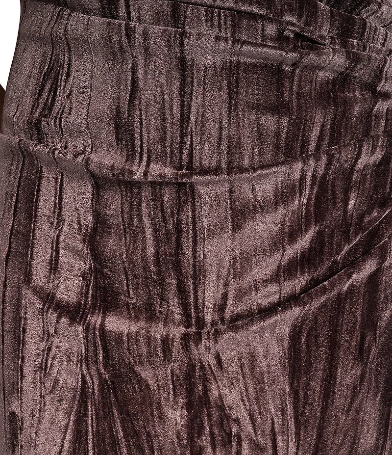 DKNY by Donna Karan Velvet Straight Neck Sleeveless Ruched Sheath Dress