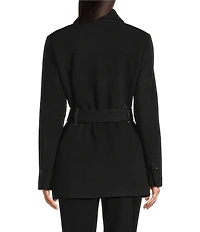 DKNY by Donna Karan Wool Blend Point Collar 4-Pocket Belted Coat