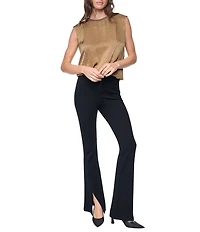 DKNY by Donna Karan Woven Mesh Chain Crew Neck Sleeveless Slight Crease Top