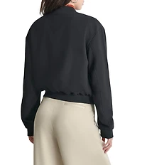 DKNY by Donna Karan Zipper Seamed Double Weave Bomber Jacket