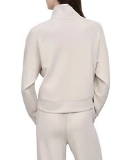 DKNY by Donna Karen Sport Highline Ribbed Mock Neck Half Zip Long Sleeve Kanga Pocket Pullover