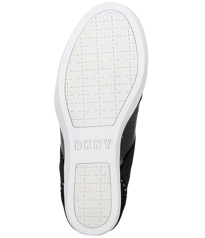 DKNY by Donna Karan Cailin Leather Studded Suede Logo Detail Wedge Sneakers
