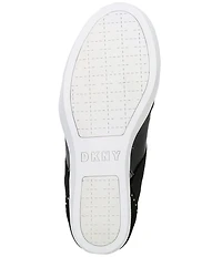 DKNY by Donna Karan Cailin Leather Studded Suede Logo Detail Wedge Sneakers